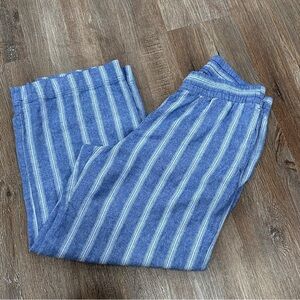 Old Navy High Rise Wide Leg Linen Blend Pants Blue Large